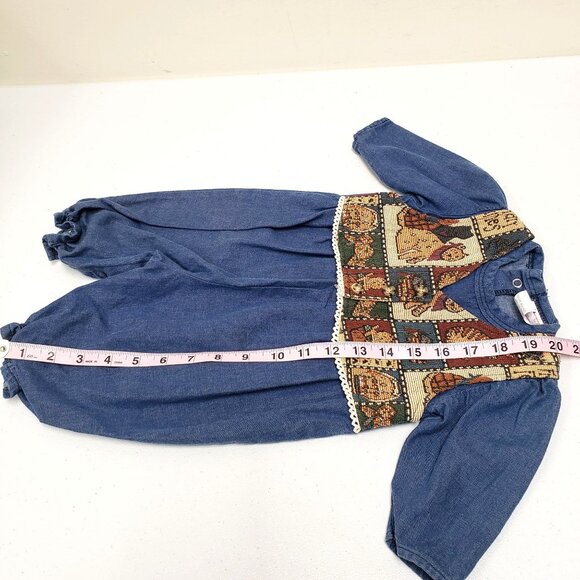 Buster Brown Girls Vintage Denim Romper Tapestry Vest Baby Size 3-6 Months - Picture 11 of 11